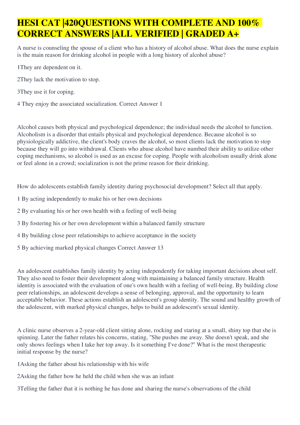 Preview of HESI Computerized Adaptive Testing (CAT) LATEST VERSION.